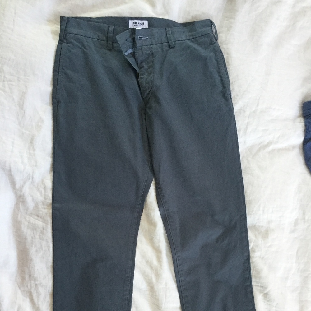 Buck Mason cotton pants chinos mens 33 grey